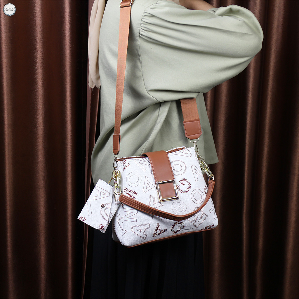 PROMO LUNA AURA TAS SELEMPANG JINJING WANITA ADELLA MOTIF 3 RUANG MJ 08 TAS VIRAL TAS JINJING