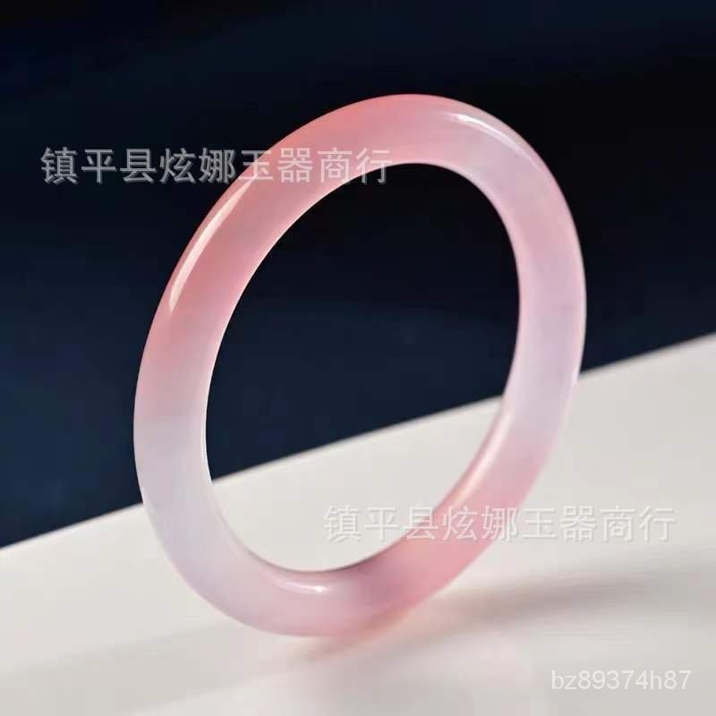 Gelang Merah Muda Tulip Gelang Warna Giok Putih dan Merah Muda Bulat Persik Warna Gelang Mode Minori