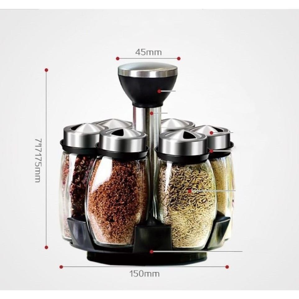 Tempat Botol Bumbu 7in1 Rak Bumbu Putar Tempat Bumbu Dapur Wadah Bumbu Toples Bumbu Putar Tempat Bum