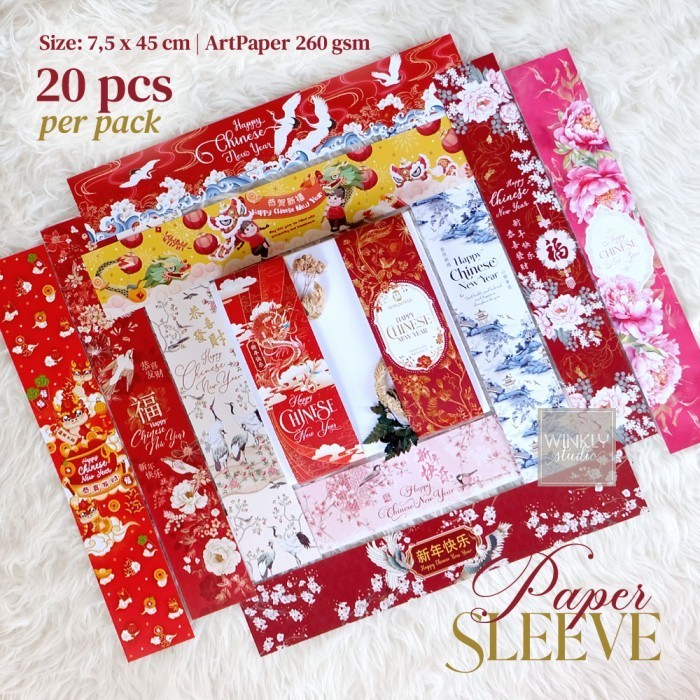 

20Pcs Long Paper Belt Imlek Sabuk Box Hampers Sincia Cny Sleeve 058