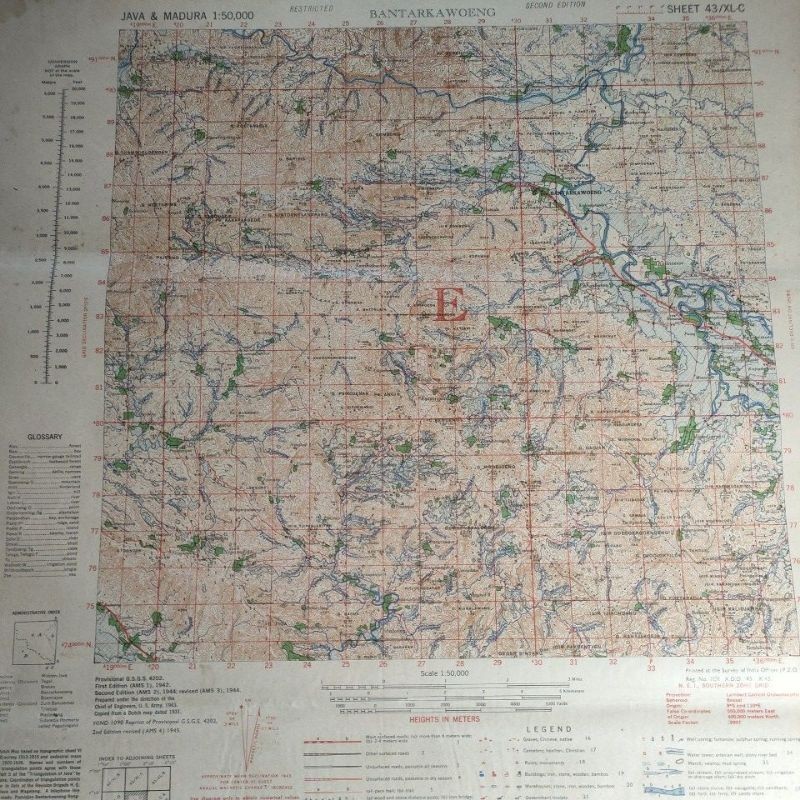 Peta Lama Kota Tegal Wilayah Bantarkawung 1940s Original
