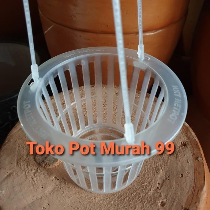 (Lusinan 12 Bh) Pot Bunga Gantung Nkt Netpot 14 Cm /Pot Anggrek Bening Ganepkuswandarilaris