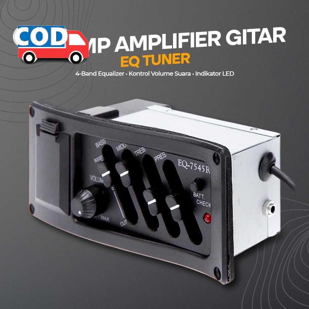Preamp Mini Amplifier Gitar Kecil Volume 4 Band Equalizer Eq Tuner Suara Jernih Tanpa Noise