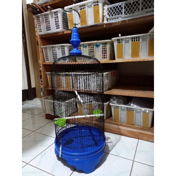 PROMO KANDANG Sangkar Kandang Bulat Besi PVC Lovebird, Kenari, Dll