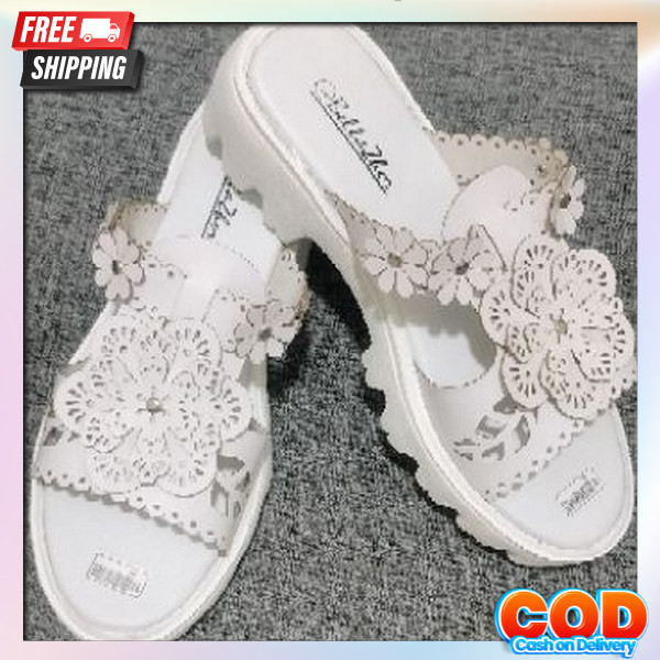 Sandal Wedges Terbaru Jumbo Branded Elegant Tebal Kulit C2M7 Fashion Ori Murah Polos Import Santai P