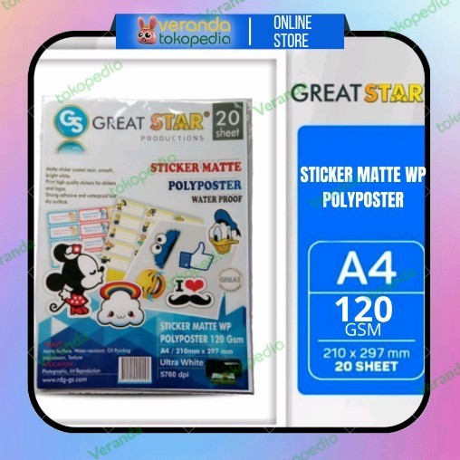 

DISKON Great Star Sticker Matte WP Polyposter A4/120gsm 20's