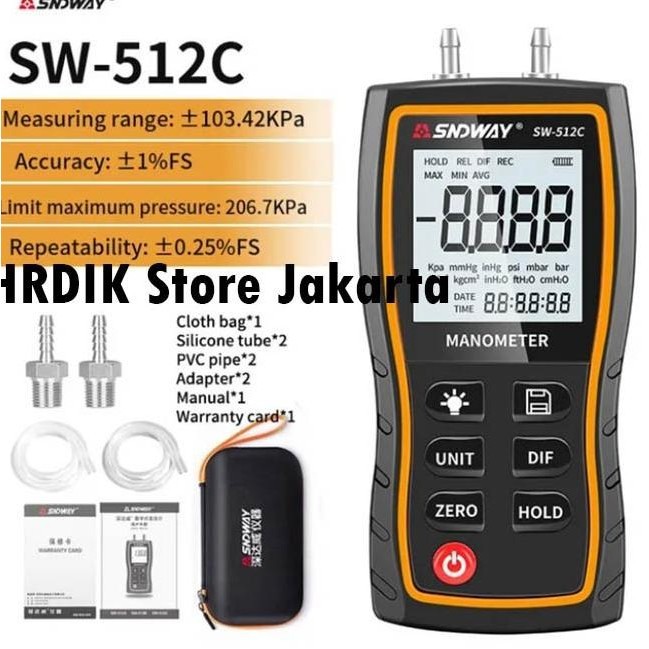 Manometer Sndway Sw-512C Air Pressure Gauge Differential Sw512C Tester
