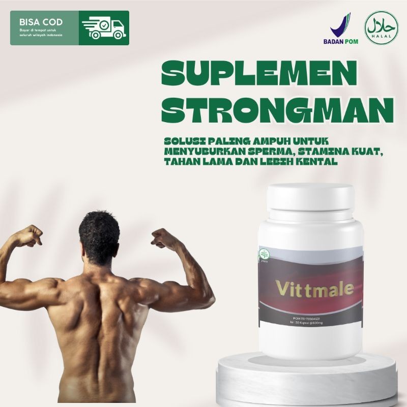 VITTMALE Obat Kuat Kejantanan Pria Strongman isi 30 Kapsul - Asli Vittmale Suplemen Stamina Pria Tan