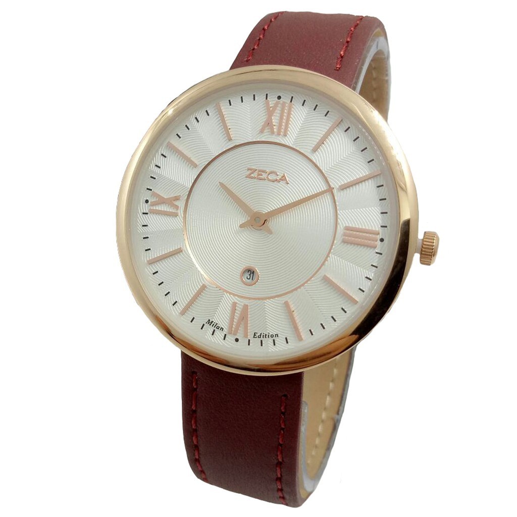 Zeca 1016 Jam Tangan Kasual Wanita Murah - Tali Kulit - Quartz Analog - Original Watch