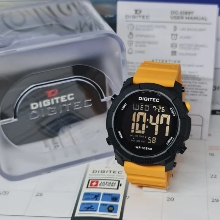 Jam Tangan Digitec Pria Dg5189 Digital Rubber Kuning Original 5189T