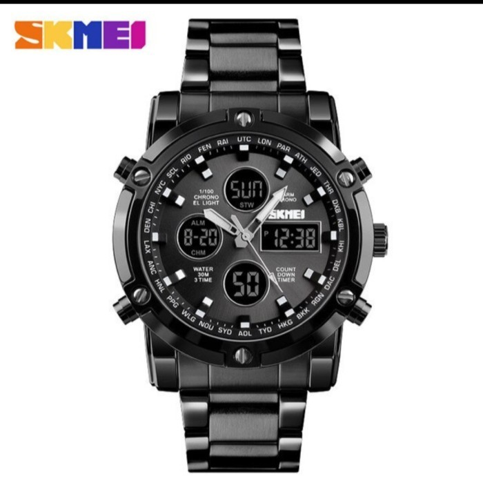 Skmei 1389 Jam Tangan Pria / Digital Analog / Skmei Tali Rantai