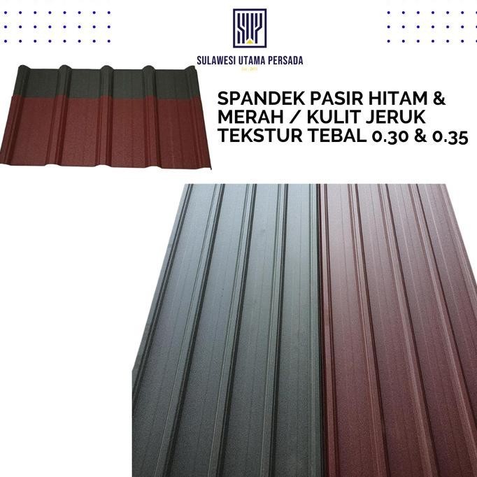 ] atap spandek tekstur hitam pasir/kulit jeruk  harga per meter