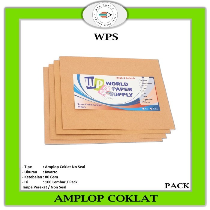 

HOT SALE KHUSUS GOSEND!!! Amplop Coklat Ukuran Kwarto WPS ( 21 x 27 cm )