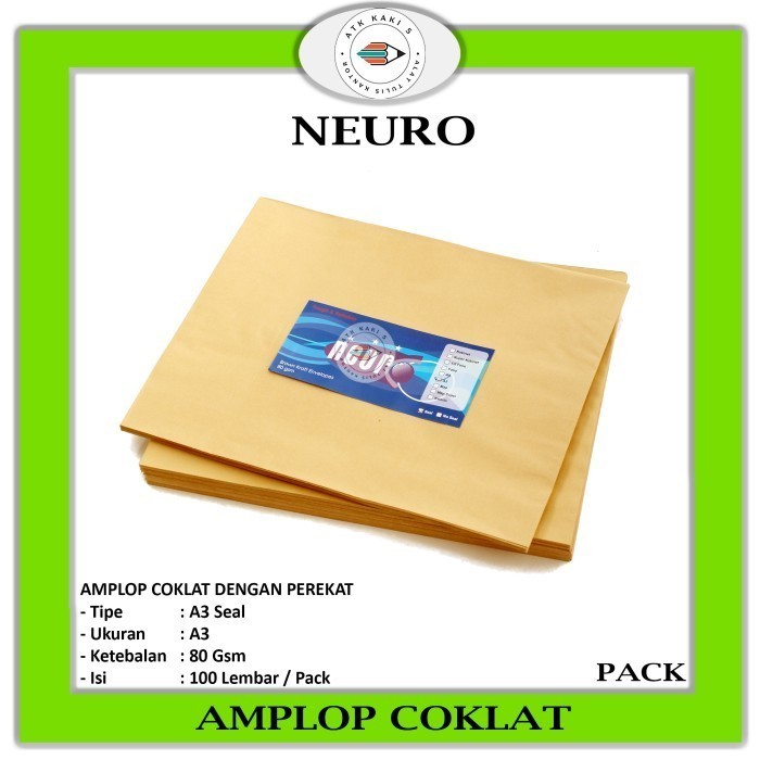 

DISKON KHUSUS GOSEND!!! Amplop Coklat Ukuran A3 Neuro ( 33 x 42,5 cm ) SEAL