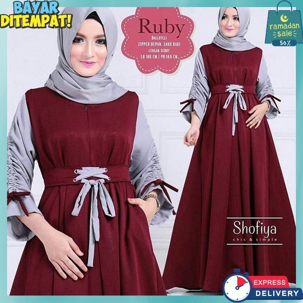 Juba Baju Ghamis Syar'I Terbaru Pakaian Wanit Muslimah Bahan Tebal Pakean Fashion Muslim Gamis Wanit