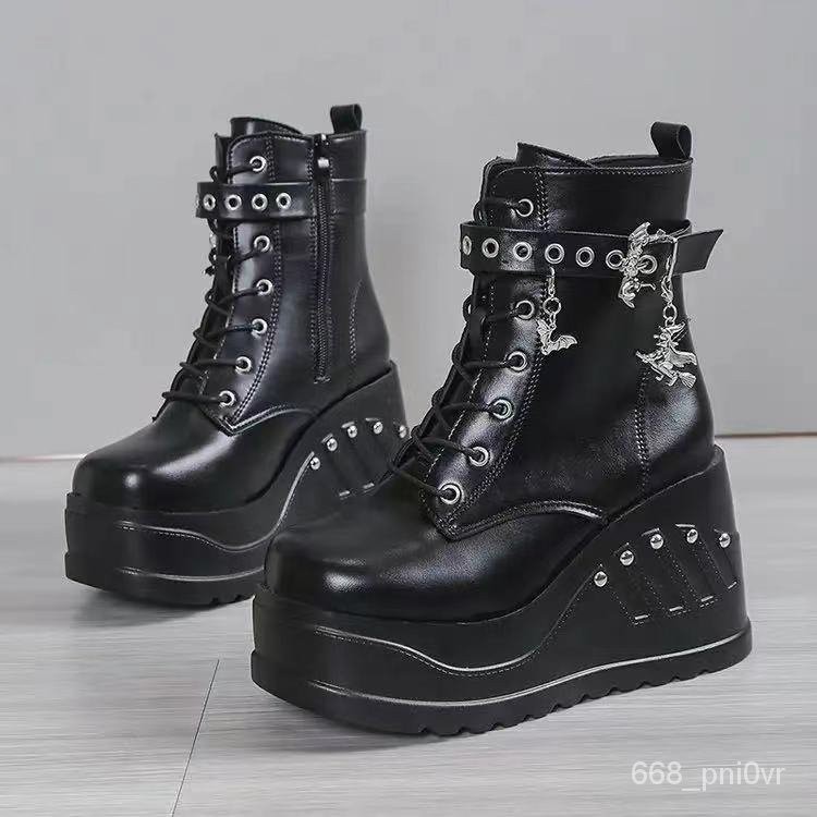 New Boots for Women Fashion Hot Sale Punk Goth Platform Heels Wedge Women's Boots Casual Goth Punk N