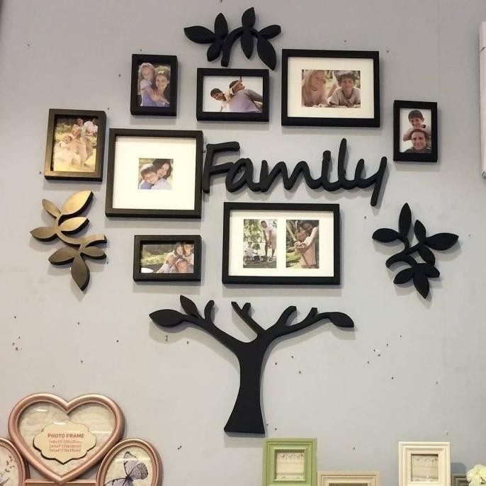 Set Bingkai Foto Kolase Family Tree 13 Pcs - Hitam
