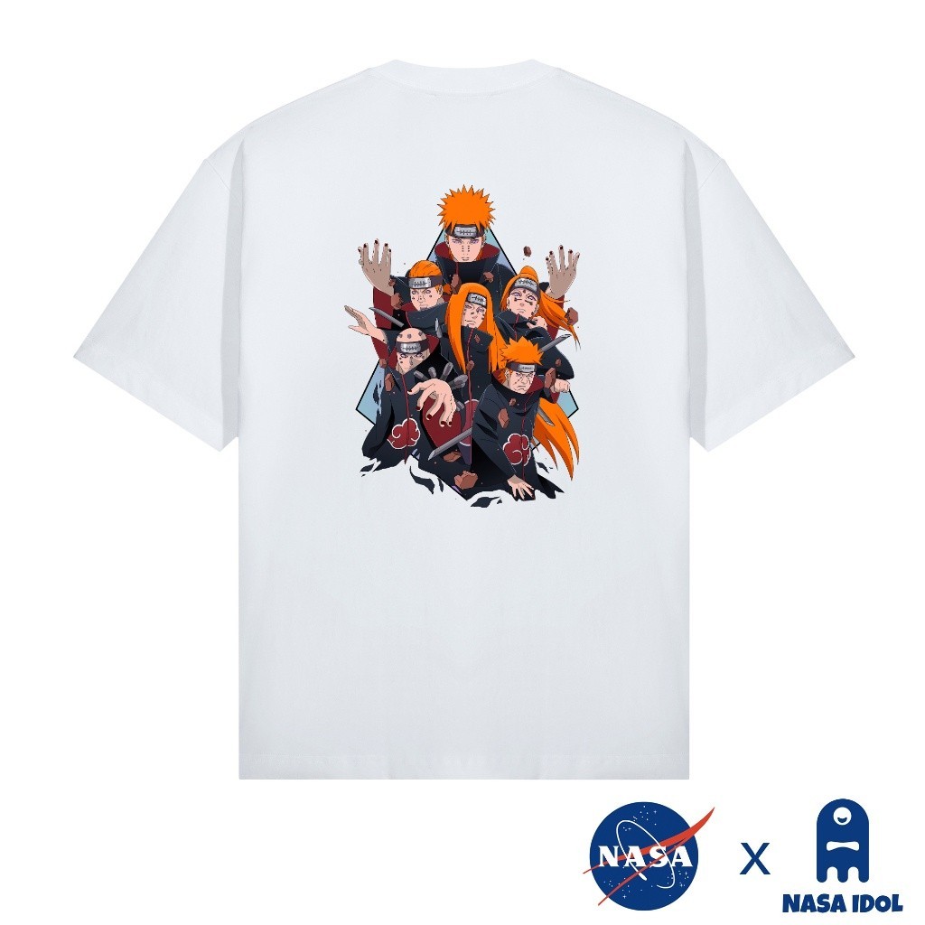 NASA IDOL Naruto T-Shirts Kaos Oversize Pria Putih B056