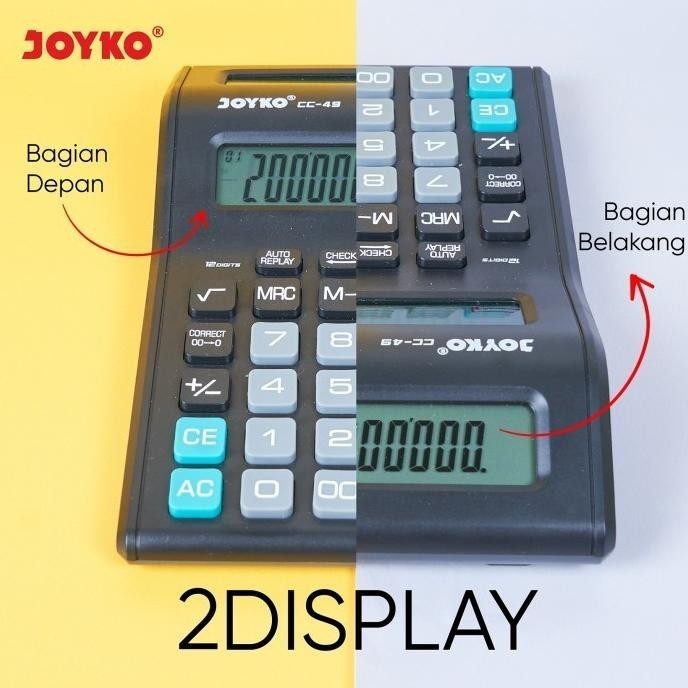 

New! Kalkulator Kasir Joyko CC-49 12 Digits 2 Layar 2 Display !!