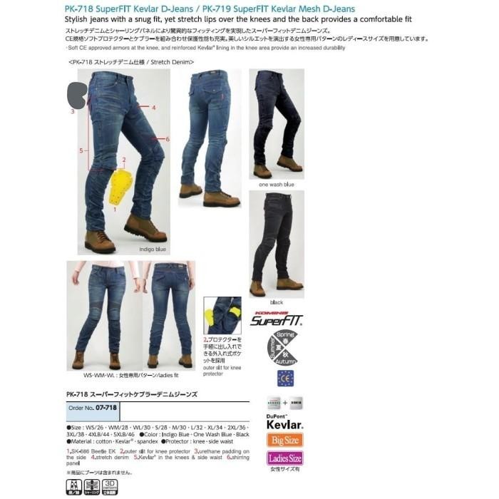 Celana Jeans Komine Pk 718 Denim Pants Pk718 Superfit Kevlar Touring