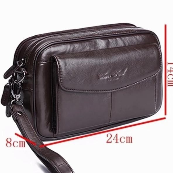 Handbag Pria Tas Tangan Kulit Asli Terbaru Tas Genggam Pria Coklat Spesial