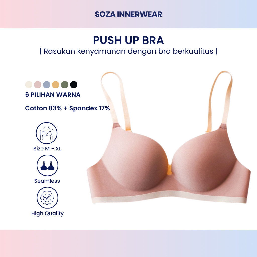 Push Up Bra Wanita 109 Kombinasi 2 Warna Bahan Serat Kapas dan Spandeks Lembut Busa Tipis Tanpa Kawa