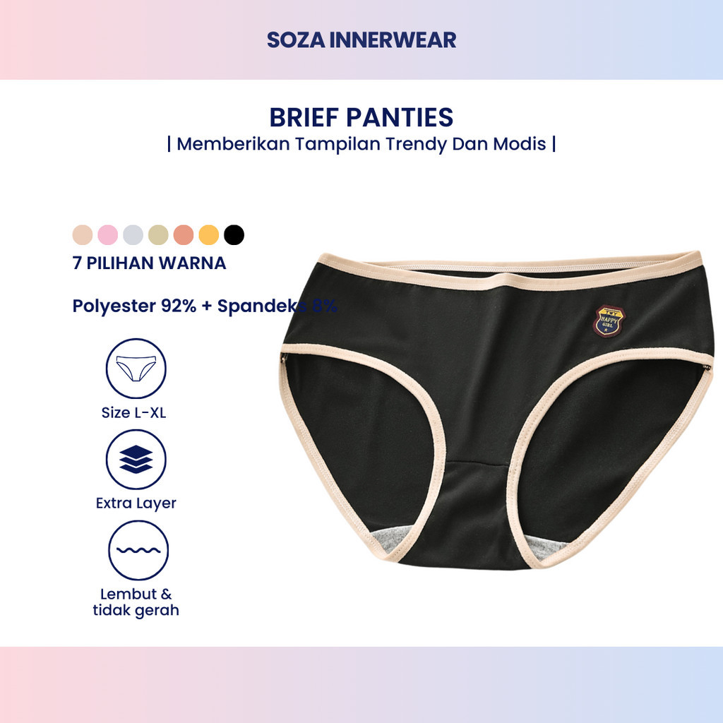 CD Sexy Wanita CS010 Motif Polos Tidak Membekas Jahitan Rapi Bahan Katun Lembut Halus Warna Black Bl