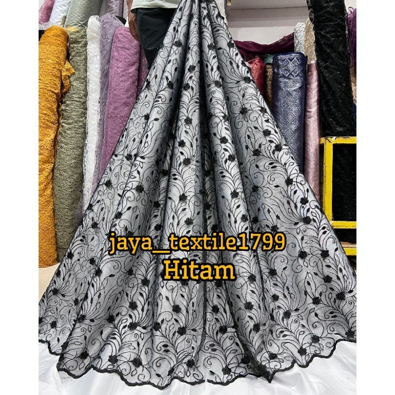 Kain Tile Akar Mutiara gliter/ Tile tulle akar Mutiara/ Bahan brokat kebaya