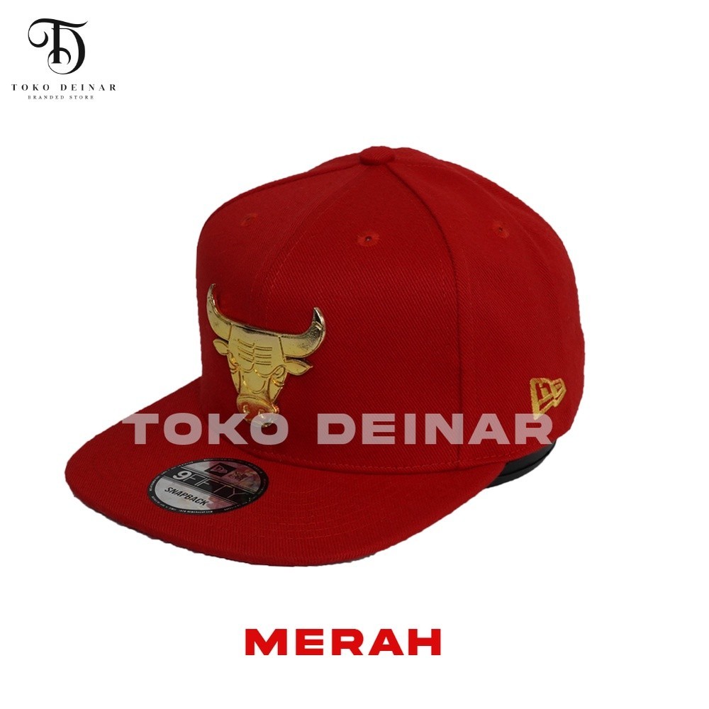 Topi SNAPBA CHICAGO BULL Preum Logo Bordir Banteng Besi Kulit Biru Cream Hijau Hitam Kuning Putih