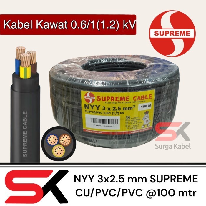Kabel SUPREME NYY 3x2.5 mm SUPREME 100 meter