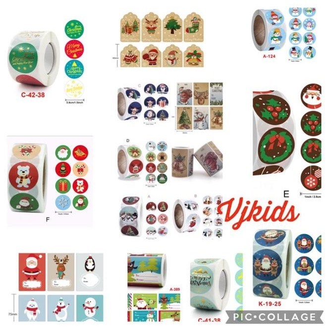 

Stiker Natal Roll , Stiker Label 100 Dan 500 Pcs Menghias Kado, Bingki