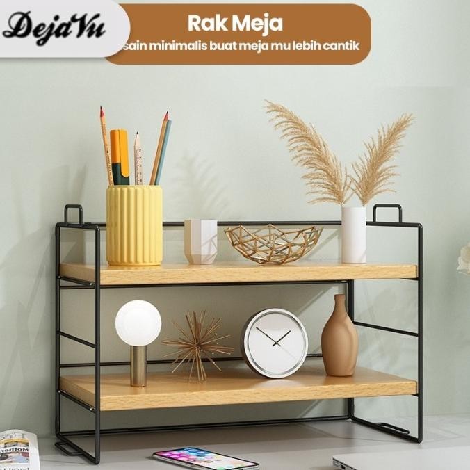 Dejavu Rak Buku Meja Susun Rak Kayu Besi Minimalis Serbaguna HRB103