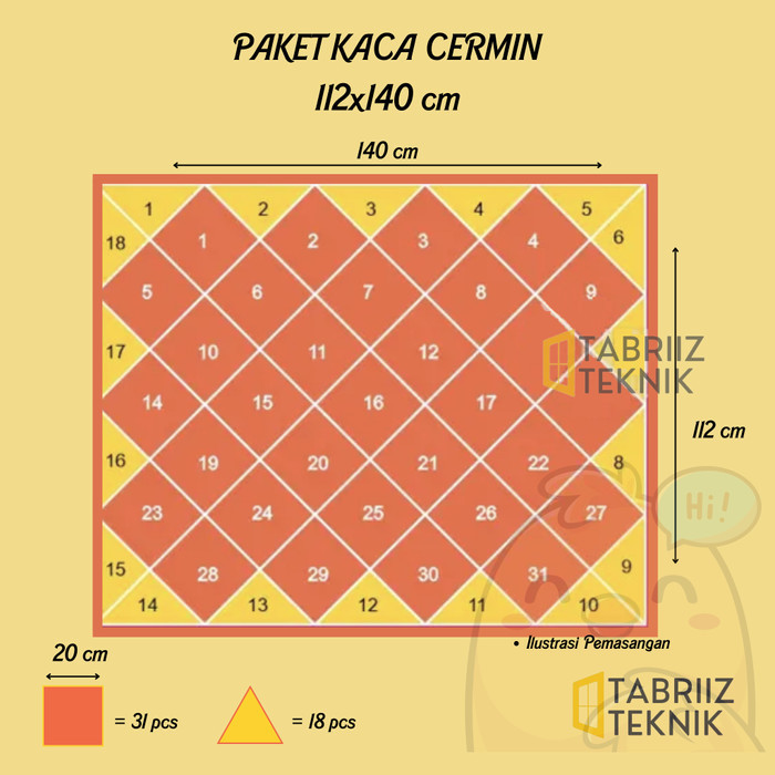 Terlaris Kaca Cermin Dekorasi Moulding Dinding Ukuran 112X140Cm Garansi Pecah Promo Terbaru