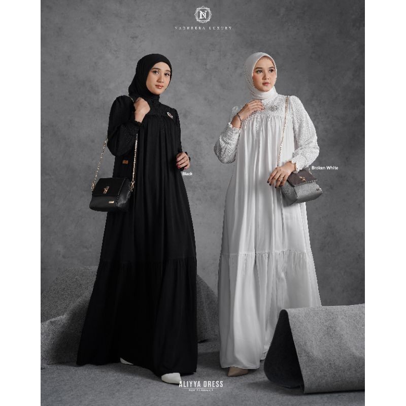 Aliyya dress by Nadheera Luxury|gamis nadheera polos|gamis terbaru nadheera