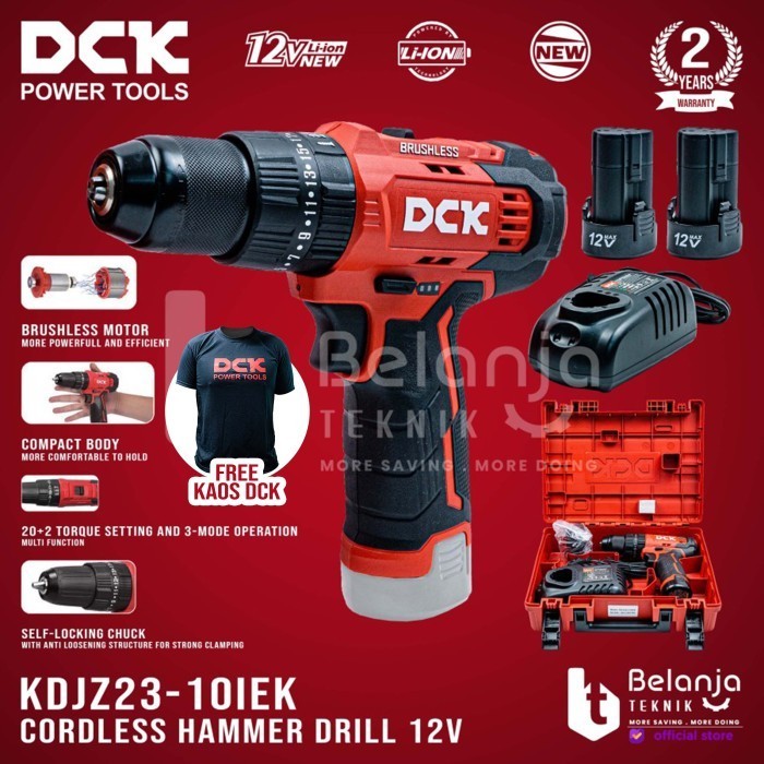 DCK Brushless Hammer Drill KDJZ 23-10 Cordless 12V Mesin Bor Baterai