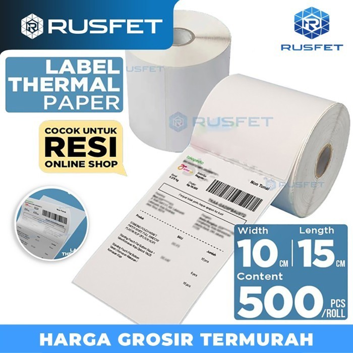 

Terlaris Label Kertas Stiker Thermal 10X15 500 Resi Paper Sticker Rusfet Promo Terbaru
