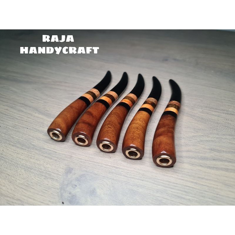 TERLARIS  pipa once kayu bertuah 5 kombinasi ukuran 13 cm / pipa rokok kayu langka 5 kombinasi