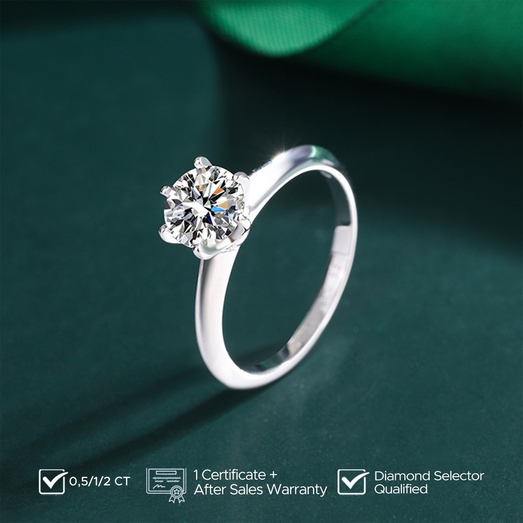 ARO JEWEL - Cincin Solitare Berlian Simply Moissanite VVS 1 Ring Moissanite Jewellery