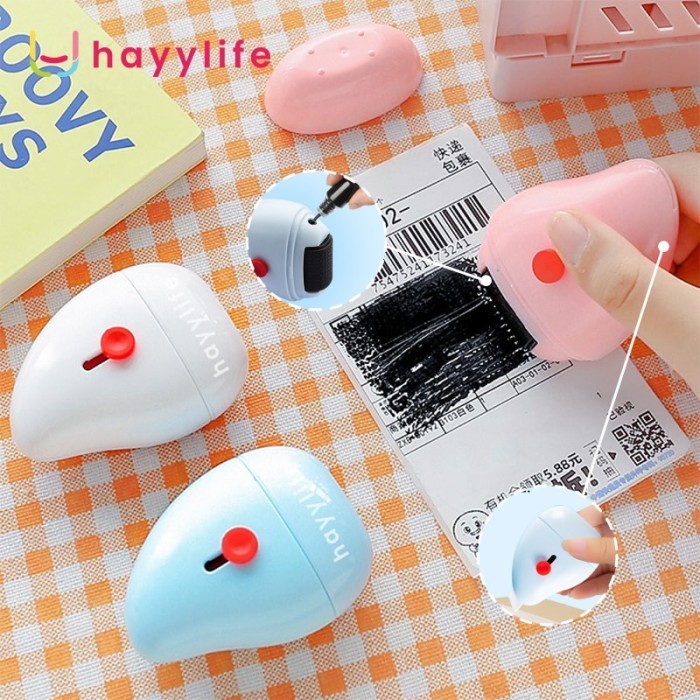 

Hayylife Roller Stamp 2 In 1 Stempel Pelindung Alamat Kode + Cutter