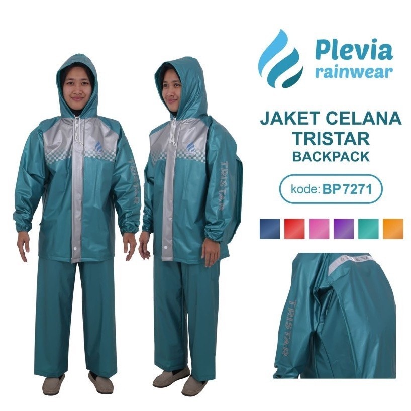 Jas Hujan PLEVIA BP 7271 Pria Wanita Tristar Dewasa Mantol / Jas Hujan Plevia / Jas Hujan Jaket