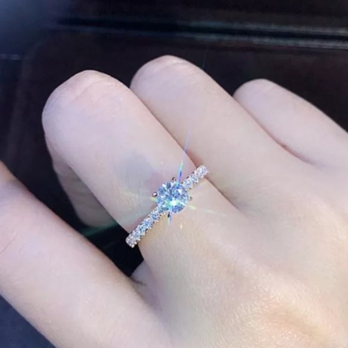 Cincin Berlian Moissanite Asli Ring Wanita Sertifikat Silver Perak