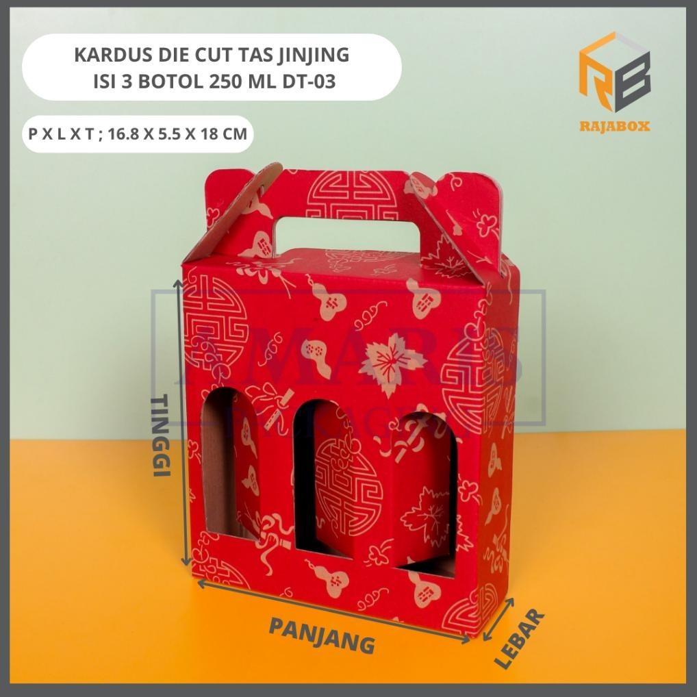 

Produk Terbaru Kardus Die Cut Tas Jinjing Botol 250ml x 3 Isi 10 Pcs DT-03