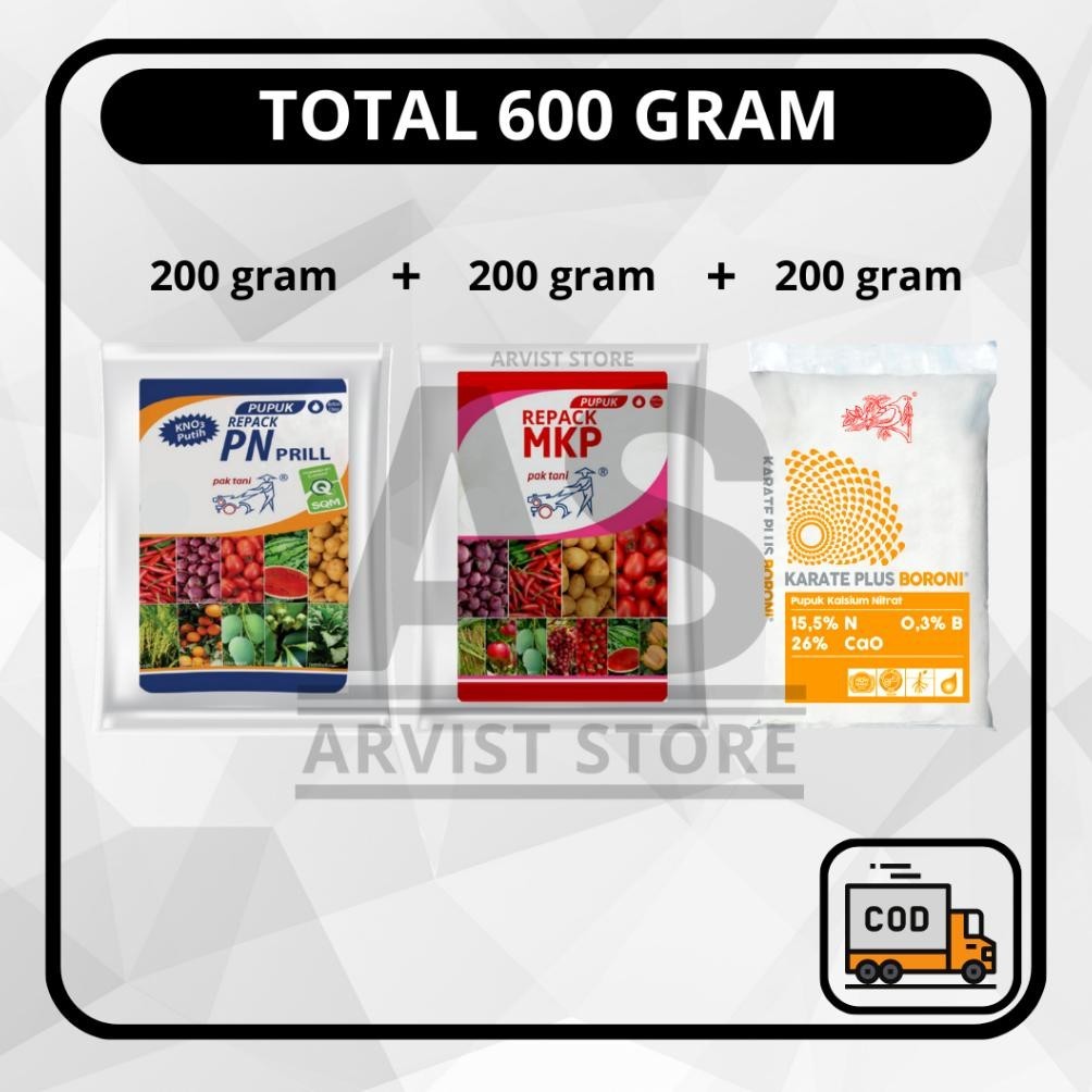 Terbaru Paket Pupuk MKP + KNO 3 PUTIH + Karate Boroni / NPK Meroke Mutiara 16-16-16 / Mutiara Grower