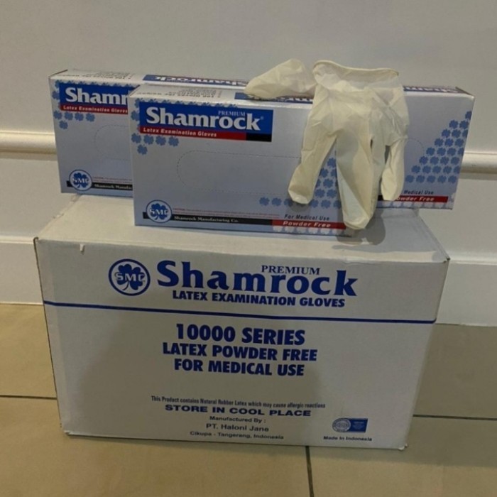 Terbaru Shamrock Latex Non Powder Gloves 100 Pcs Promo Terlaris