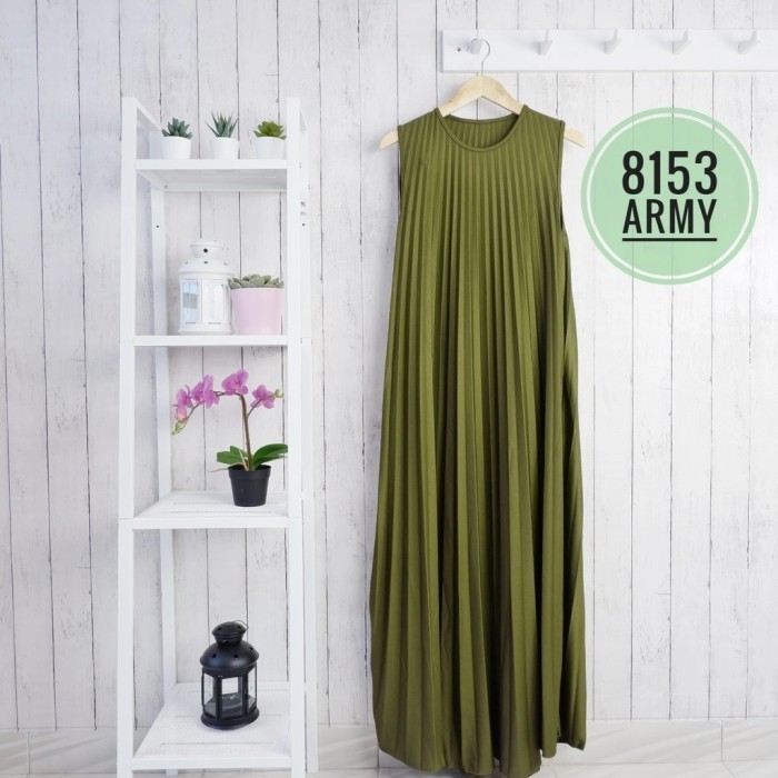 TERMURAH long dress gamis maxy tanpa lengan outer baju muslim plisket flowy