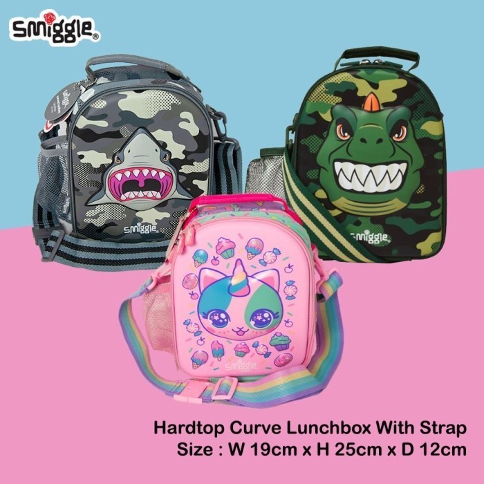 Risti Lunchbag Smiggle Hardtop Strap Dino Shark Unicorn Kitty Tas Bekal Anak