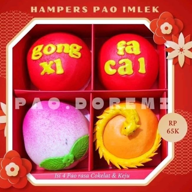 

PROMO MURAH Hampers Imlek Kue Pao isi 4pc rasa Mix Coklat/ Keju [READYSTOK]