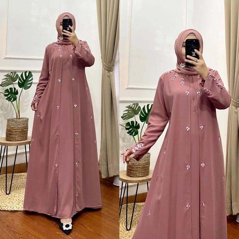 Gamis Wanita Terbaru 2024 Dewasa Abaya Pakaian Syari Ibu-Ibu Idul Fitri Muslimah Perempuan Baju Kaft