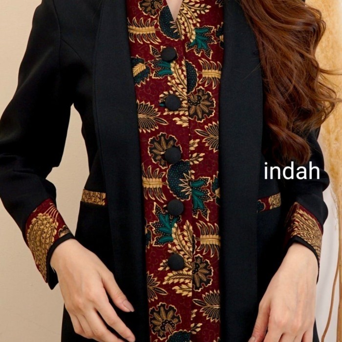 READY Stelan blazer kerja kombine batik pns kantor kerja wanita