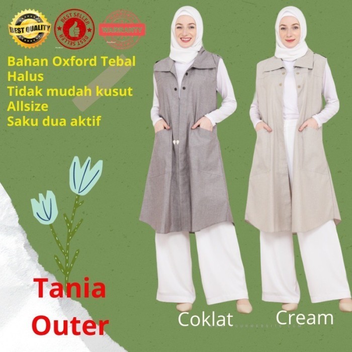 READY OUTER ROMPI VEST PANJANG ATASAN WANITA MUSLIMAH TEBAL HALUS TANIA